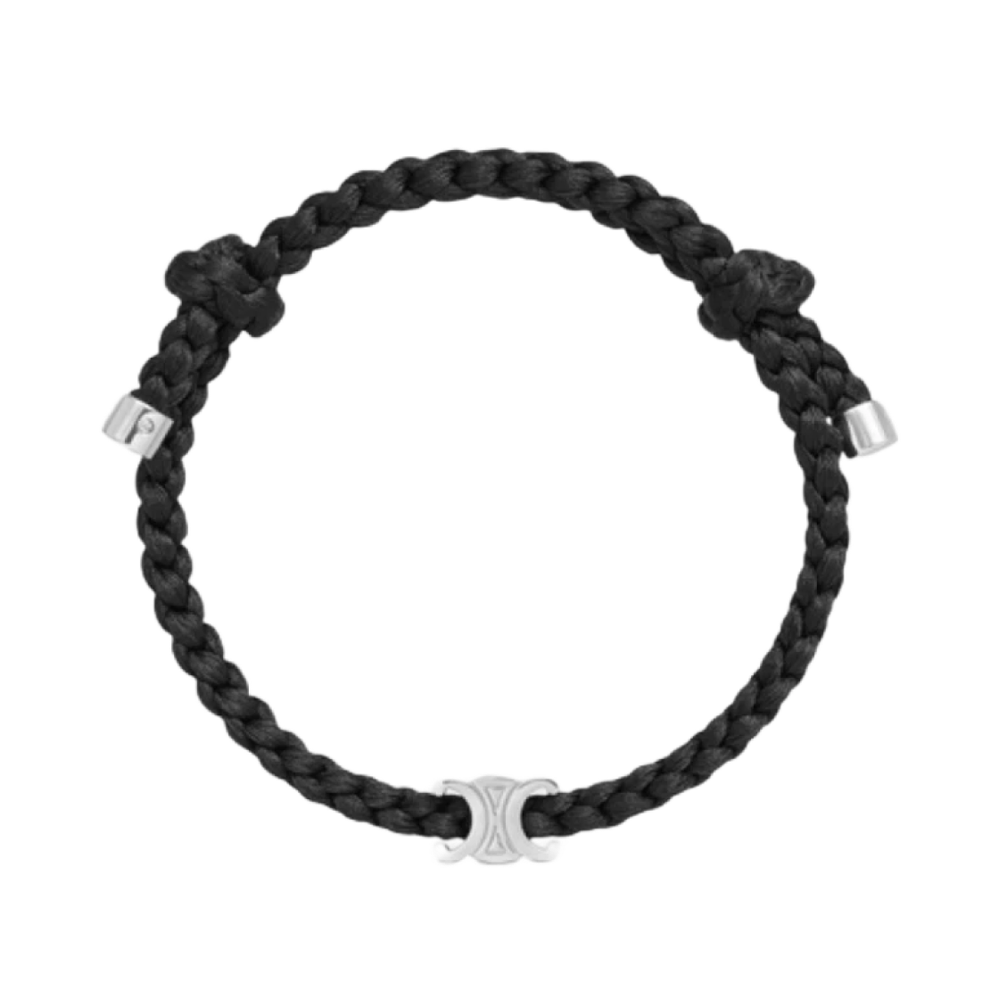 셀린느 브래스 로듐 피니쉬 실크 트리옹프 비치 브레이슬릿 블랙 실버(Celine Triomphe Beach Bracelet in Silk and Brass With Rhodium Finish Black Silver) - 1
