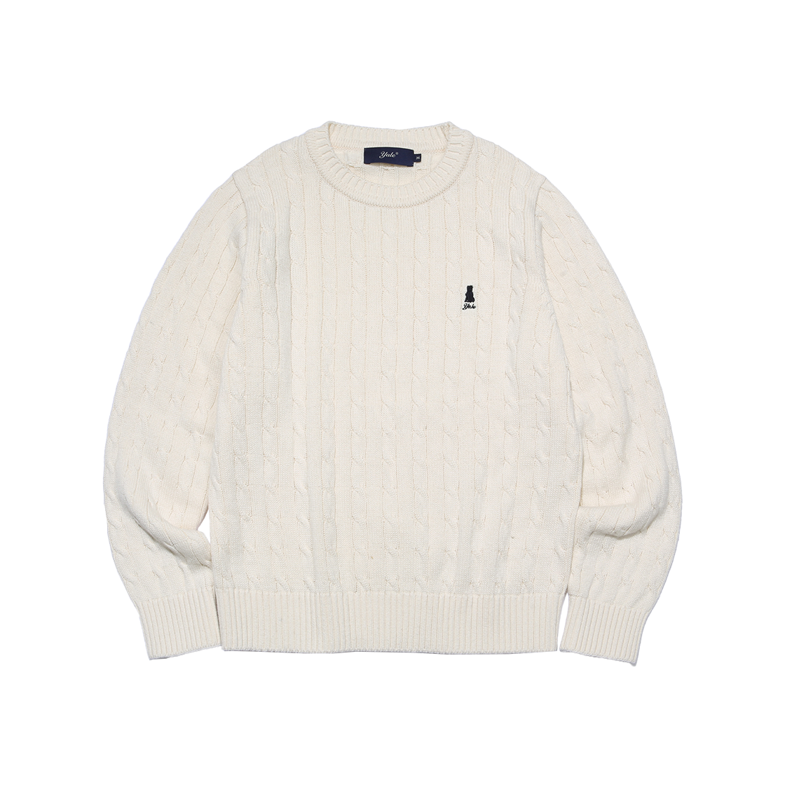 예일 우먼즈 케이블 라운드 니트_아이보리