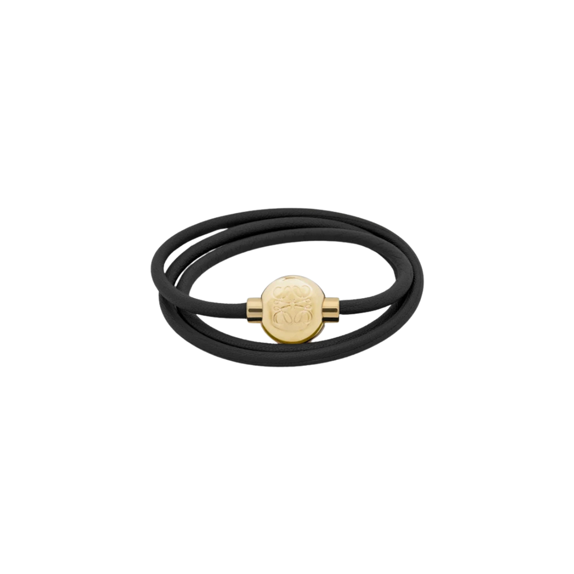 (W) 로에베 카프스킨 페블 브레이슬릿 블랙 골드((W) Loewe Pebble Bracelet in Calfskin Black Gold)