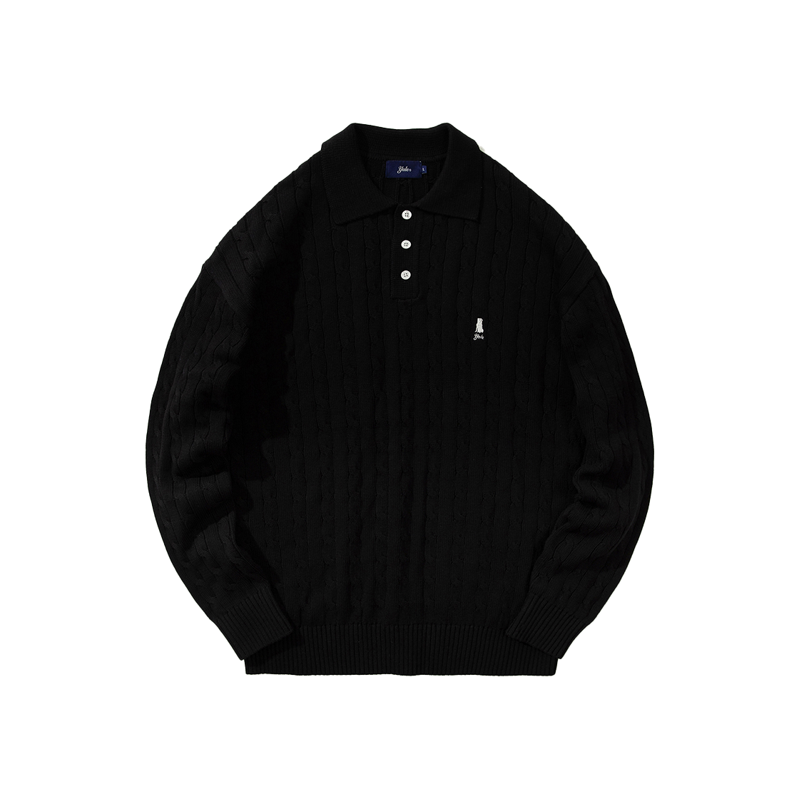 예일 케이블 폴로 니트_블랙(Yale Cable Polo Knit Black)