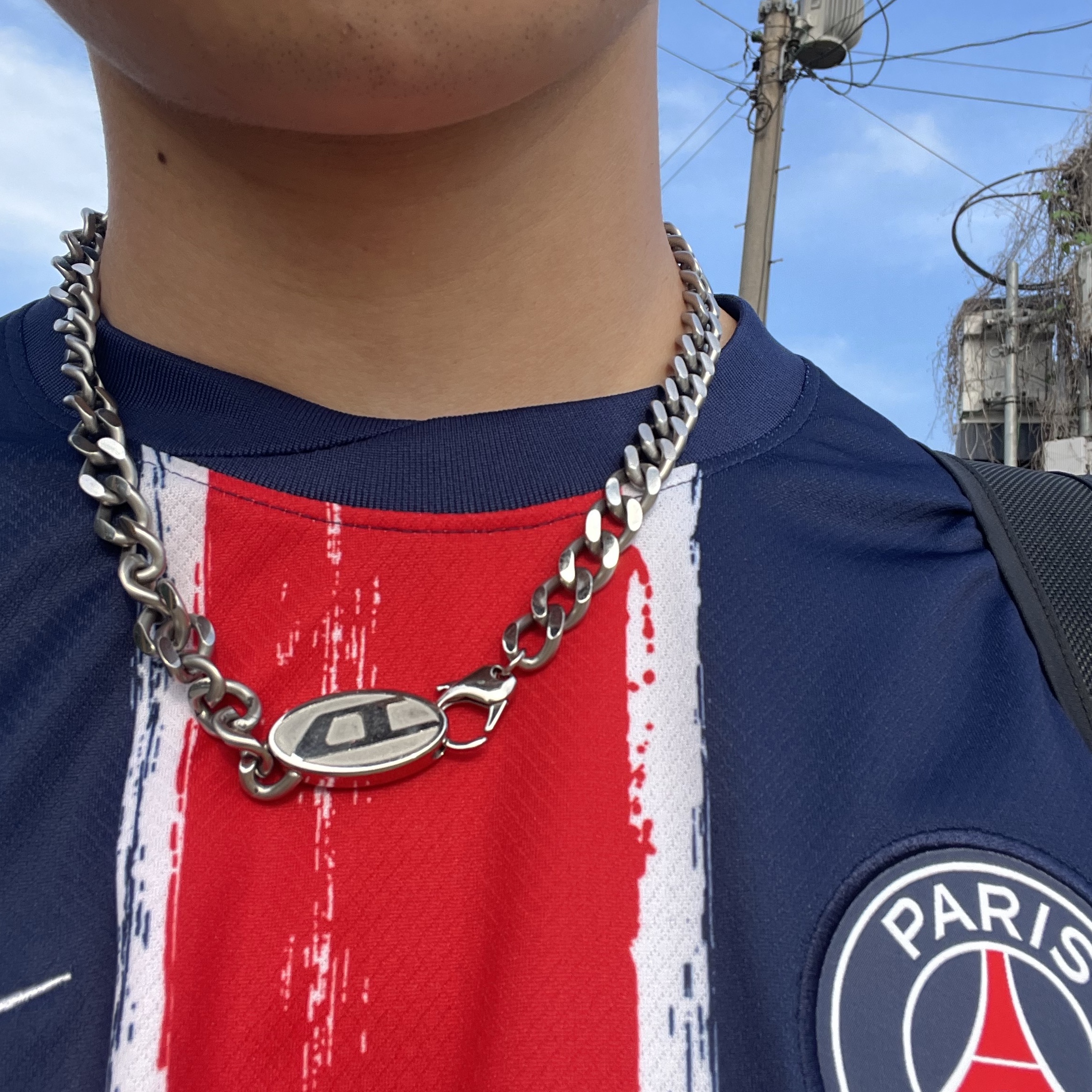 Diesel Dx1509 Stainless Steel Chain Necklace Silver 착용 스타일