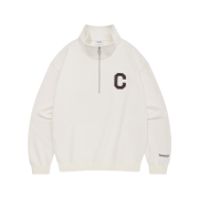 Covernat C Logo Half Zip-Up Sweatshirt Ivory