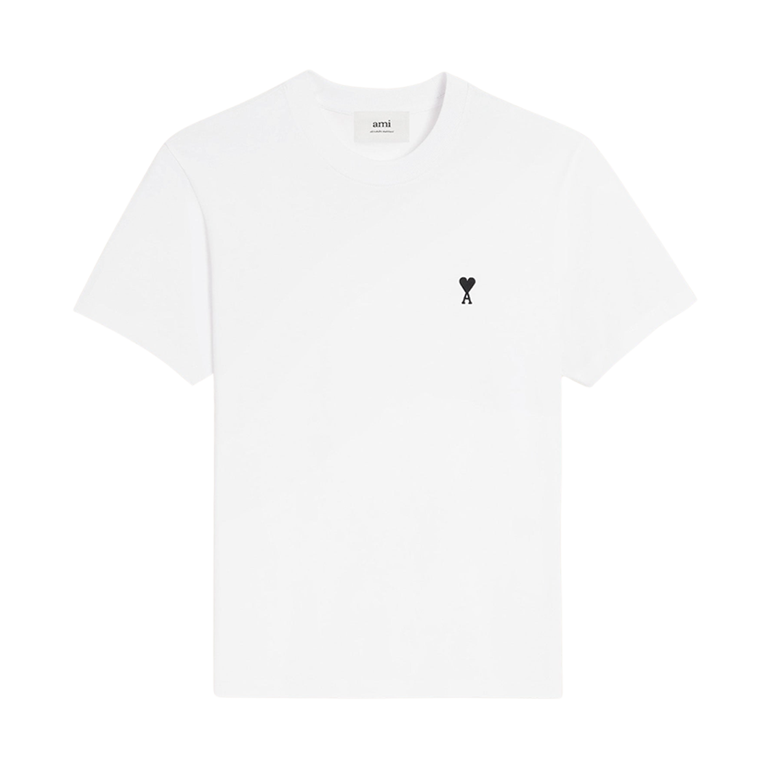 아미 스몰 하트 로고 라이트 코튼 저지 티셔츠 화이트 블랙(AMI de Coeur T-Shirt in Light Cotton Jersey White Black)