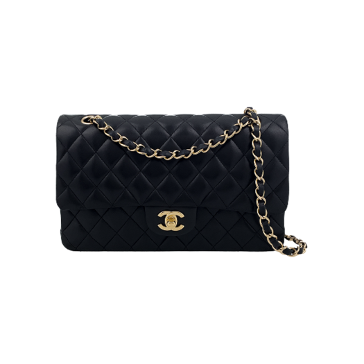 ITN7M6W89LSR Chanel Classic Medium Black Gold Lambskin