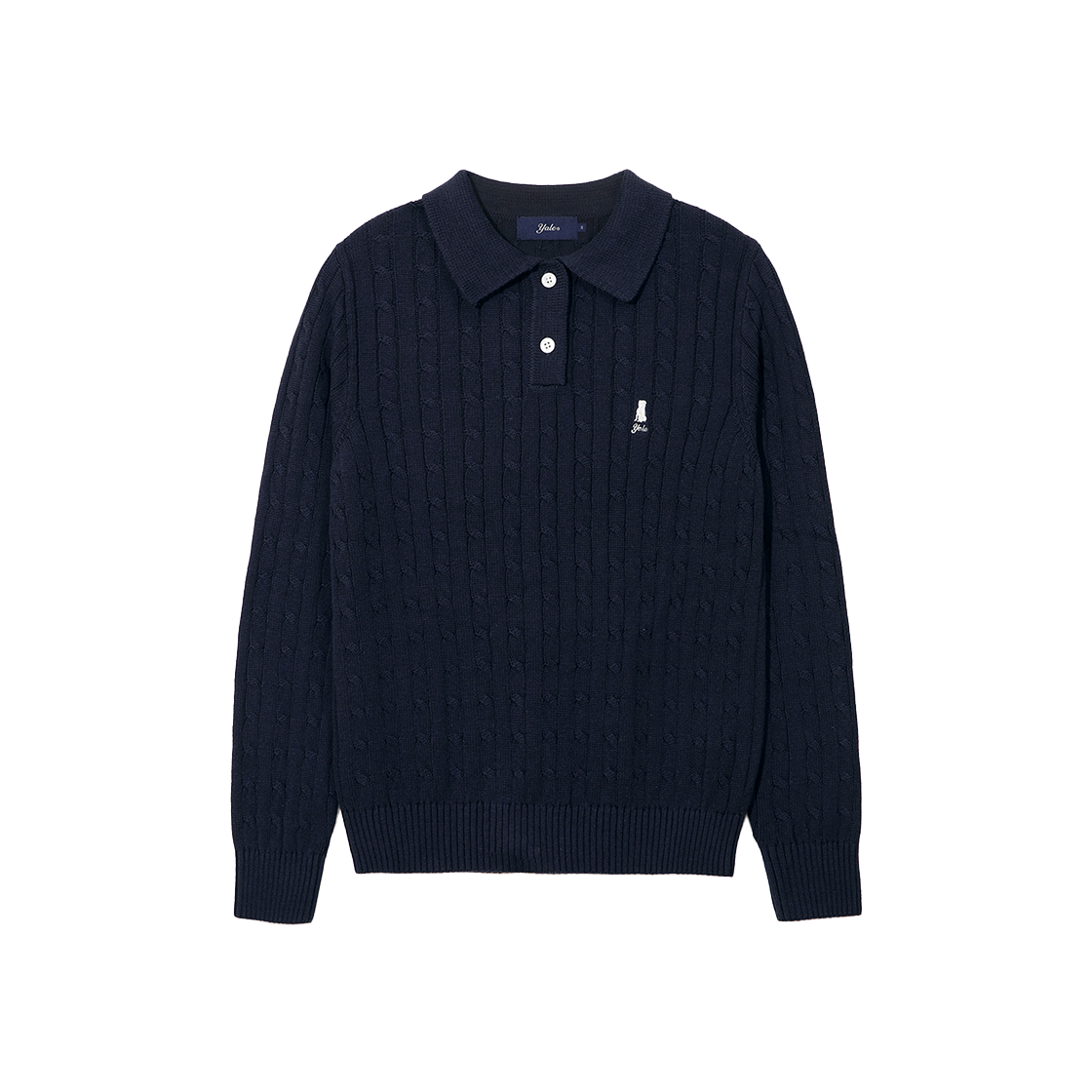 예일 우먼즈 케이블 폴로 니트_네이비(Yale Women's Cable Polo Knit Navy)