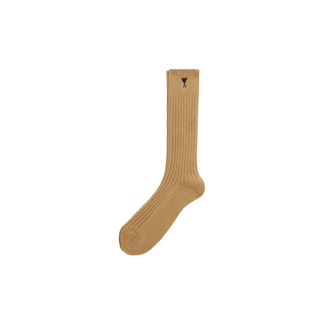 아미 스몰 하트 로고 블렌디드 코튼 플레인 삭스 카멜 블랙(AMI de Coeur Plain Socks in Blended Cotton Camel Black) - 1