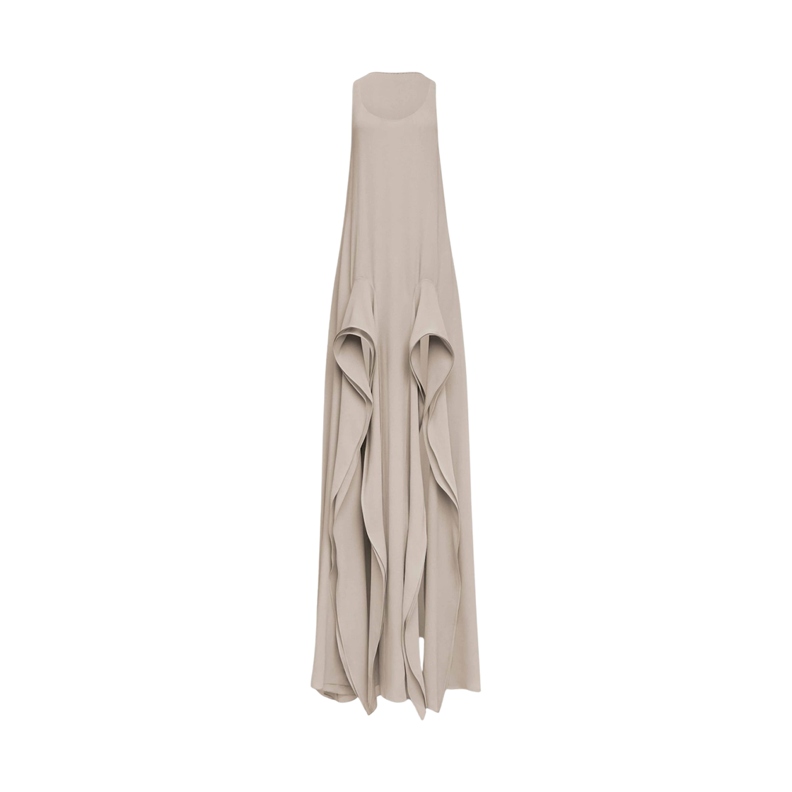 (W) 알라이아 조제트 러플 드레스 도브 그레이((W) Alaia Georgette Ruffle Dress Dove Grey)