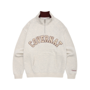 Covernat Arch Logo Half Zip-Up Sweatshirt Oatmeal