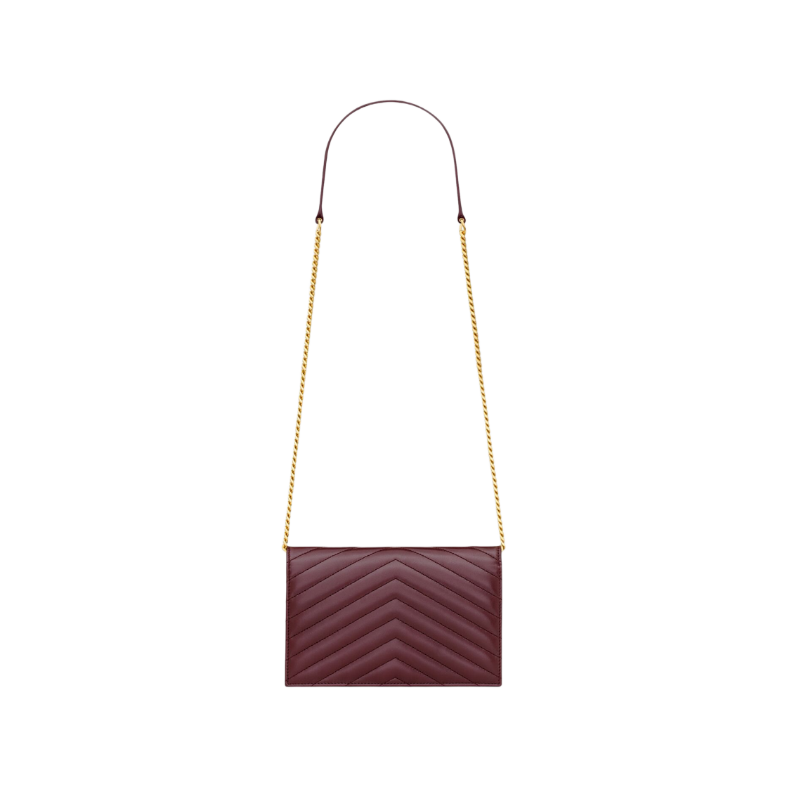 생로랑 카산드라 엔벨로프 체인 월렛 램스킨 루즈 카베르네(Saint Laurent Cassandre Envelope Chain Wallet in Lambskin Rouge Cabernet) - 2