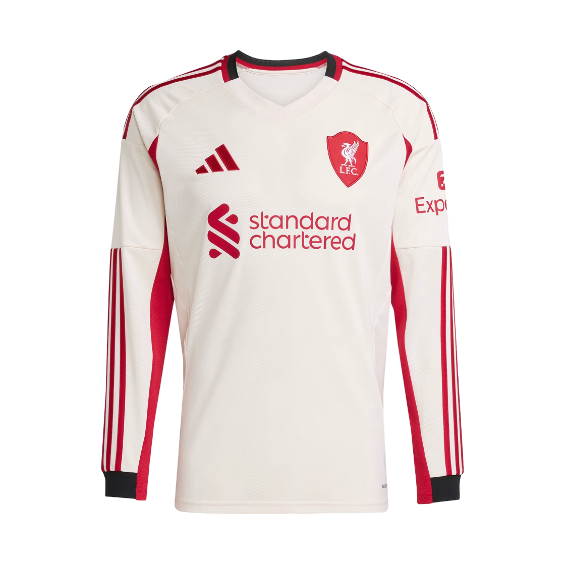 JV6448 Adidas Liverpool FC 2025/26 Away Long Sleeve Jersey Wonder White - KR Sizing (Non Marking Ver.)