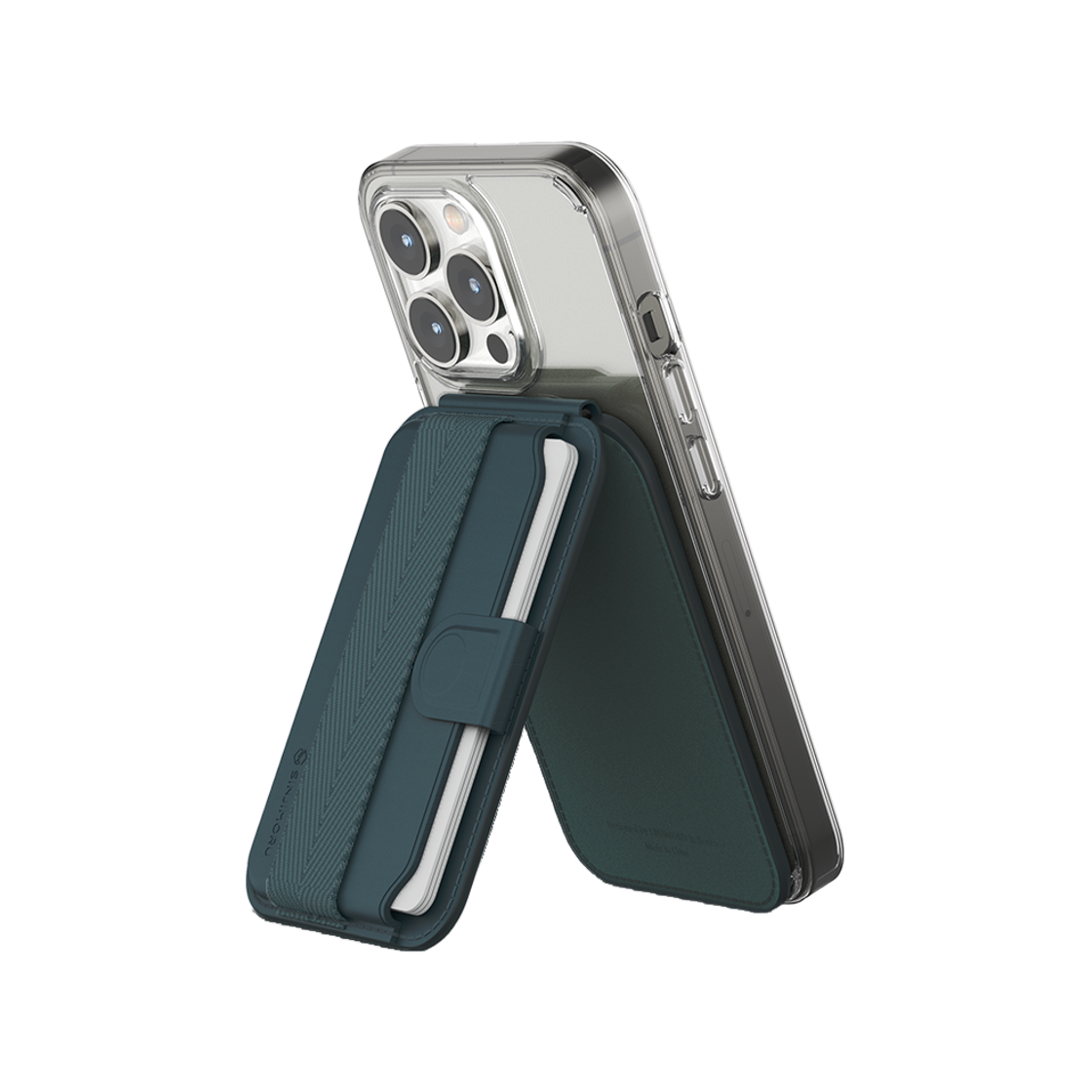 S351100002 SINJIMORU MagSafe M Pull Tab Stand Card Wallet Case Marineblue