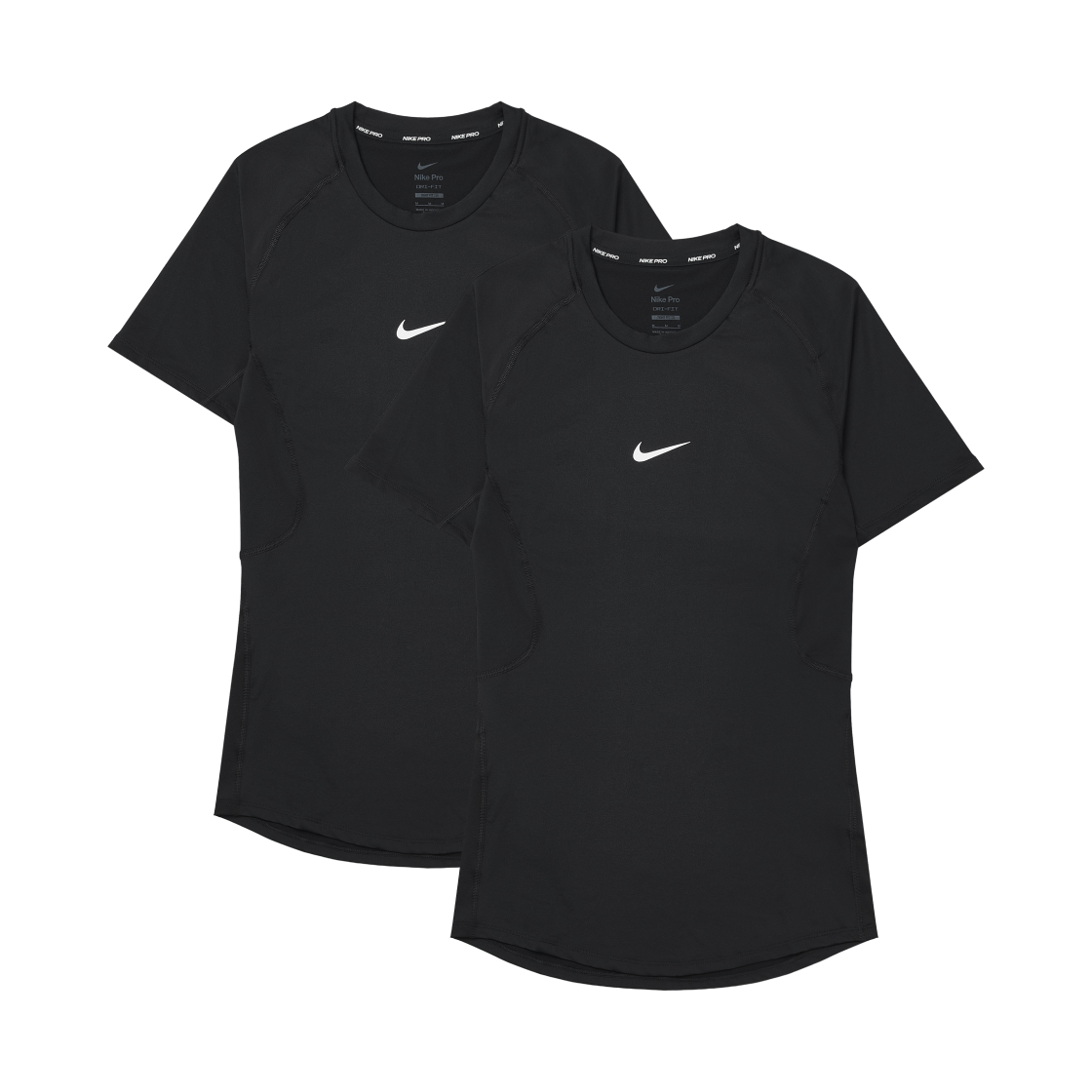 나이키 프로 드라이핏 숏슬리브 피트니스 탑 블랙 - 아시아 (2개 번들)(Nike Pro Dri-Fit Short Sleeve Fitness Top Black - Asia (Bundle of 2))
