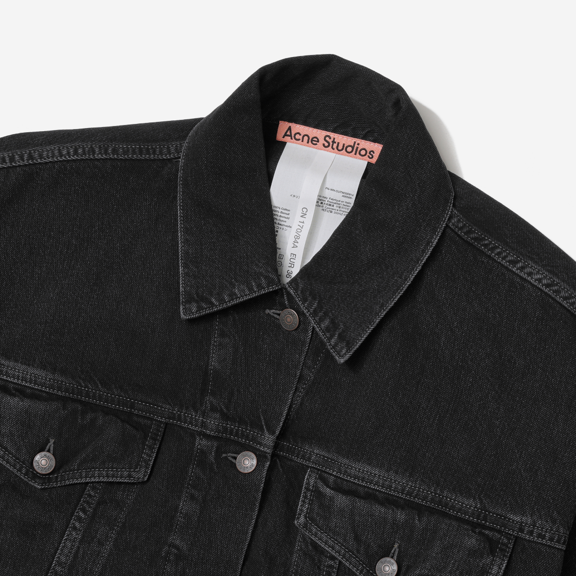 (W) 아크네 스튜디오 데님 자켓 릴랙스드 크롭 핏 블랙((W) Acne Studios Denim Jacket Relaxed Cropped Fit Black) - 3