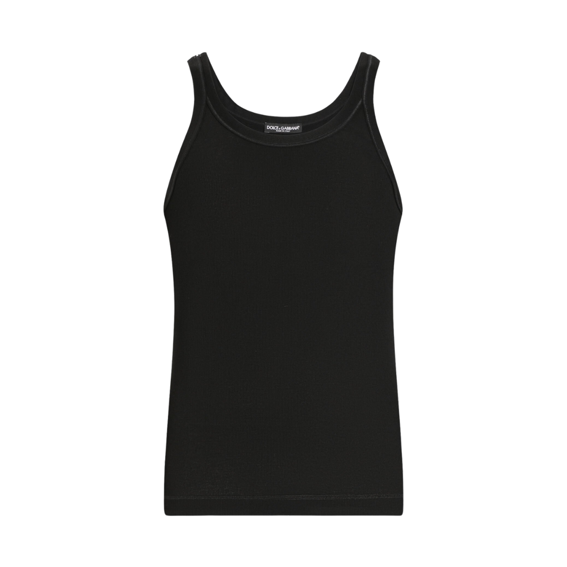 G8PA8TFU7AVN0000 Dolce & Gabbana Fine Rib Washed Cotton Singlet Black