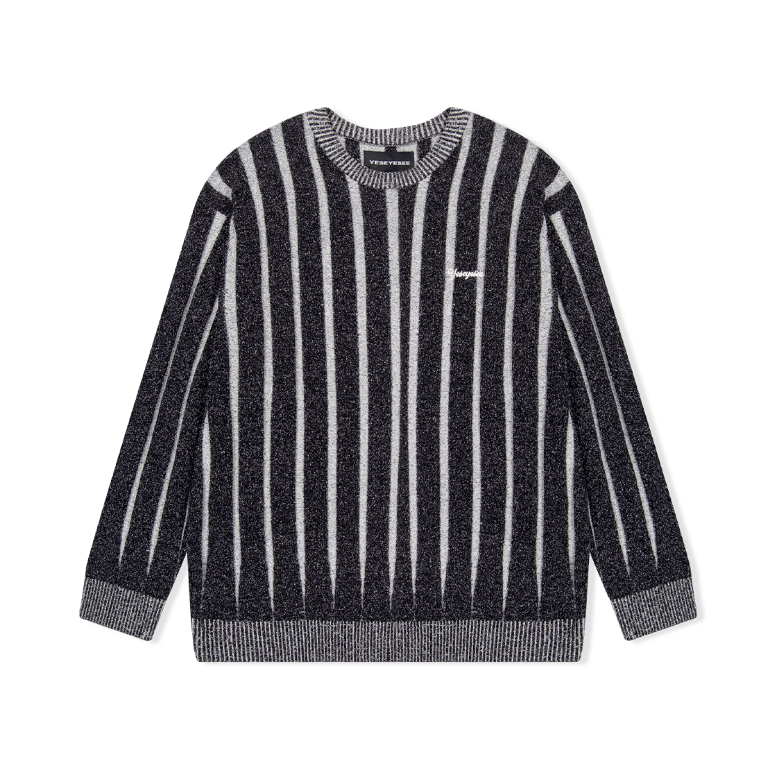YS251KKNPK02BLK YESEYESEE Stipe Knit Pullover Black