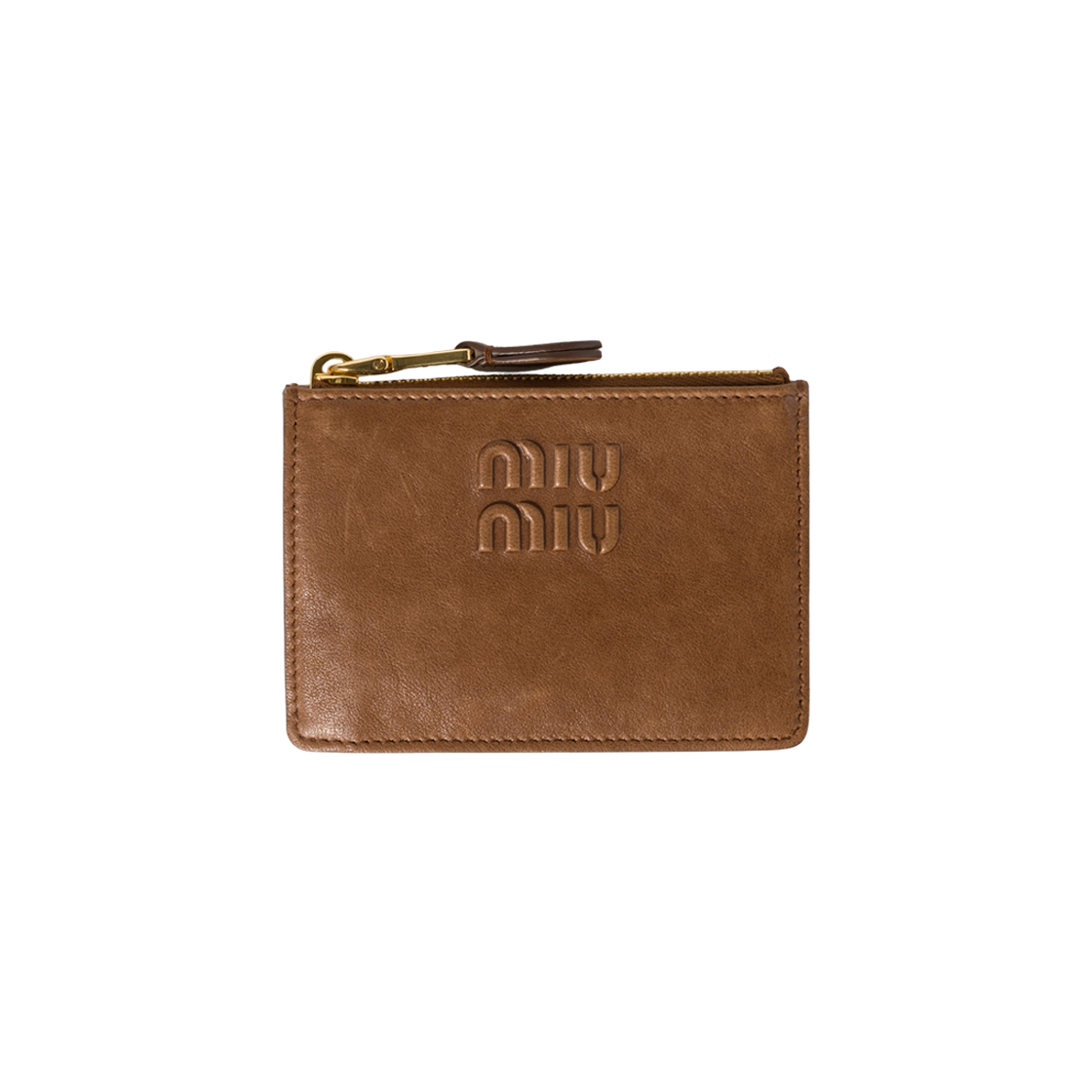 5MC93M-AEFX-F0316 Miu Miu Nappa Leather Card Holder Oak