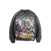 Represent x Iron Maiden Number Of The Beast Long Sleeve T-Shirt Sunfade Grey - 25FW