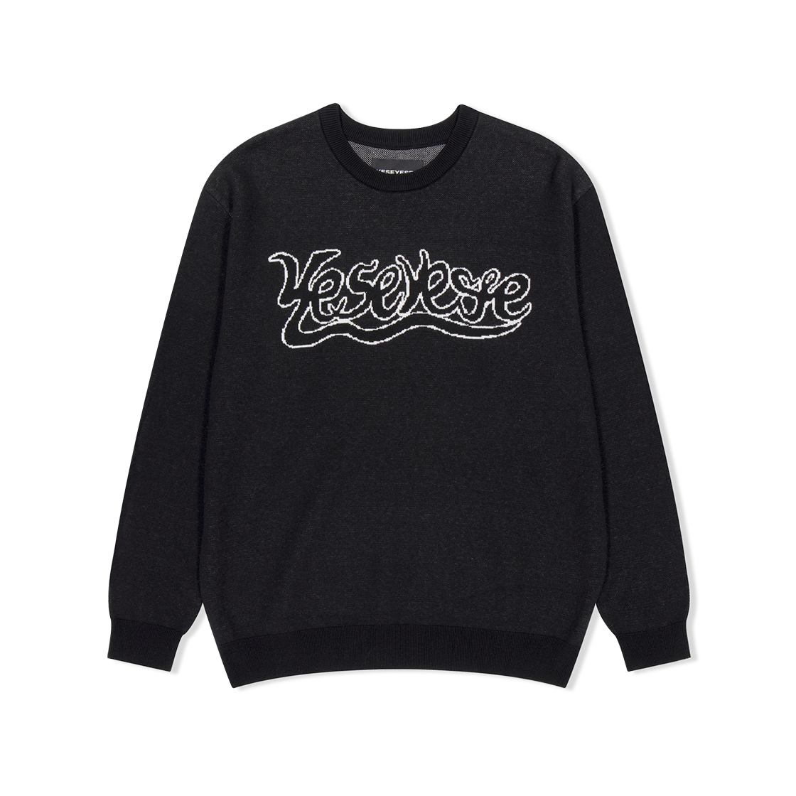 YS251KKNPK01BLK YESEYESEE Snail Logo Long Sleeve Knit Pullover Black