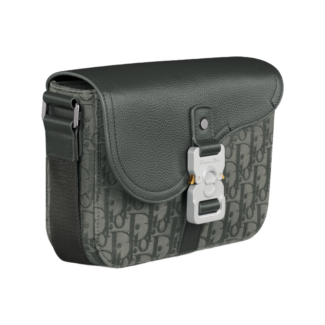 디올 스몰 새들 메신저 백 플랩 디올 오블리크 캔버스 앤 그레인드 카프스킨 앤트러사이트 그레이(Dior Small Saddle Messenger Bag with Flap Dior Oblique Canvas And Grained Calfskin Anthracite Gray) - 2