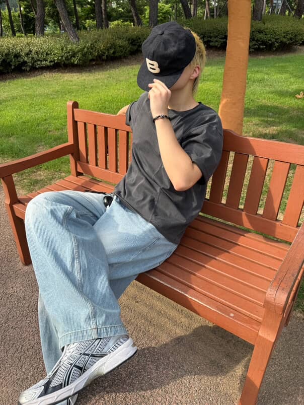 noun Corduroy Denim Pants Light Blue, Asics Gel-1130 White Black 착용 스타일 - 3