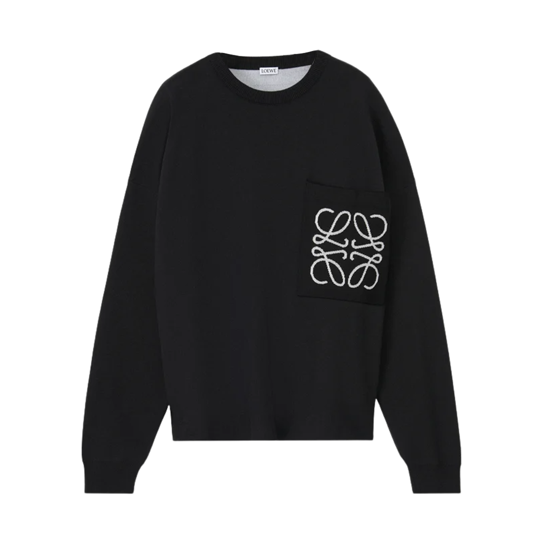 H526Y14KKI-1102 Loewe Anagram Cotton Pocket Sweater Black White