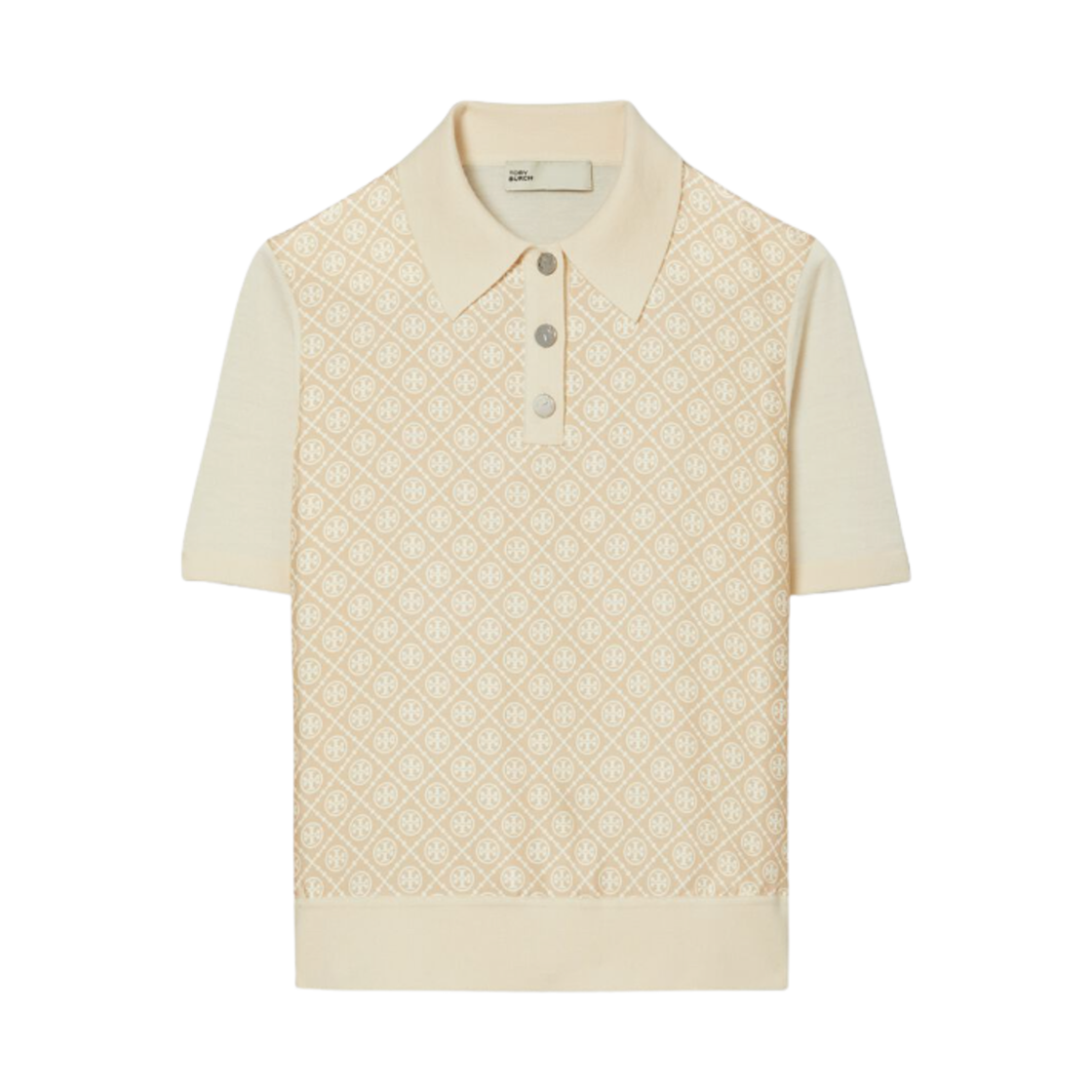 147959-960 (W) Tory Burch Silk Front Polo French Cream