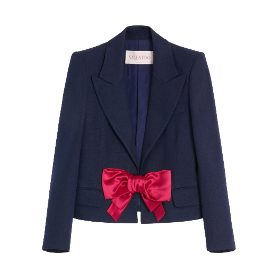 (W) 발렌티노 보우 디테일 테일러드 자켓 미드나잇 블루((W) Valentino Bow Detail Tailored Jacket Midnight Blue)