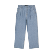 YESEYESEE Two Tucked Ripstop Denim Pants Light Indigo