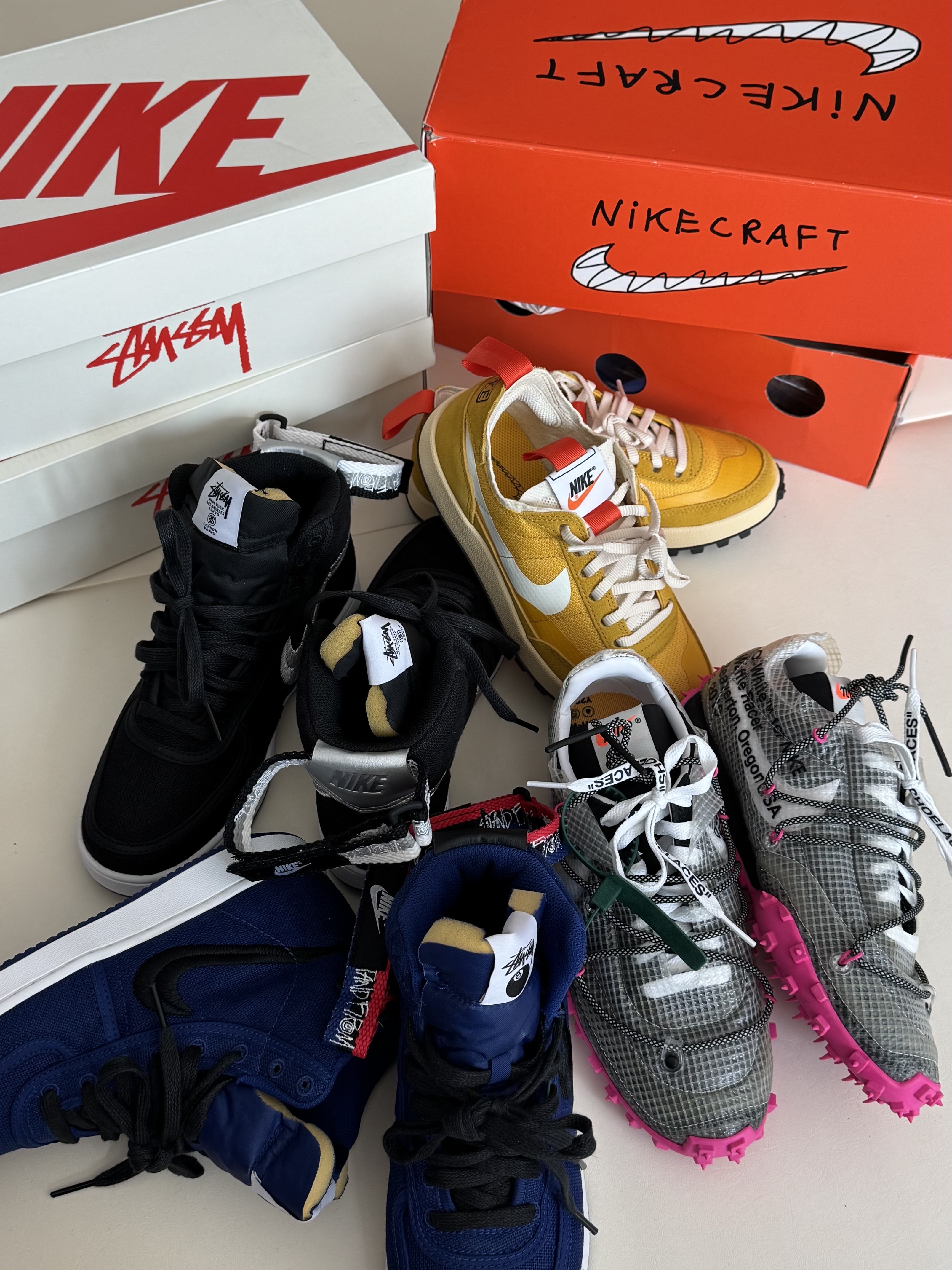 Nike x Tom Sachs General Purpose Shoe Archive, (W) Nike x Off-White Waffle Racer White 착용 스타일