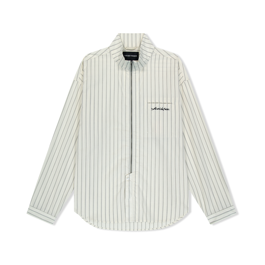 YS251WSHTL01WHT YESEYESEE Hi Neck Two Way Zip Up Shirt White