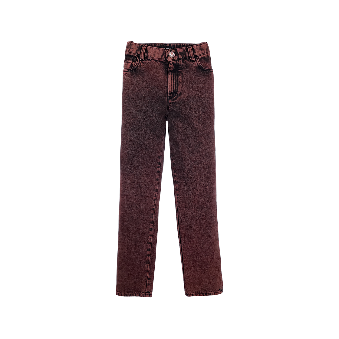 ITNOJREATO7F Chanel 24A Slit Zipper Denim Pants 36 Red Black