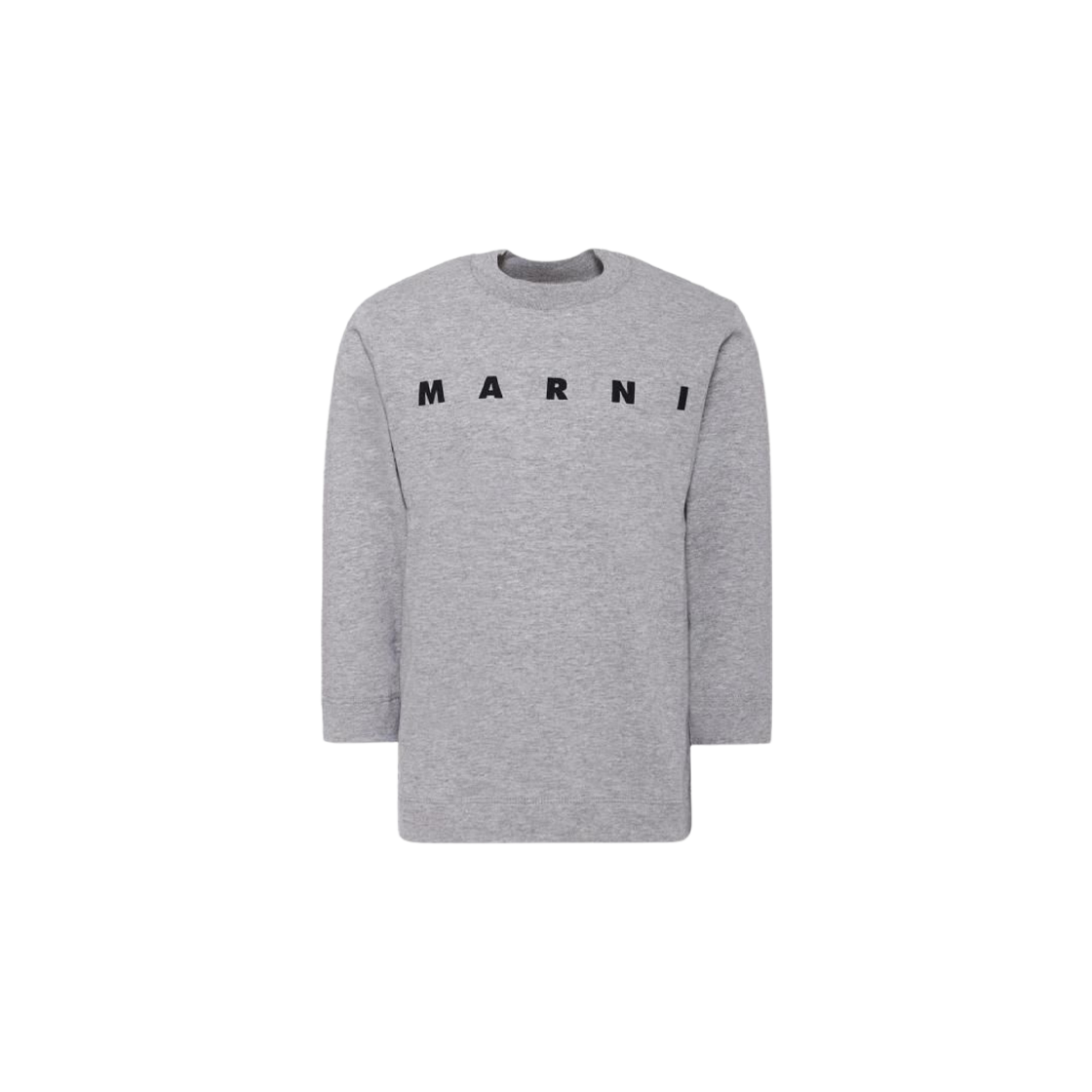 M01603-M00RF-0M923 (Kids) Marni Cotton Long Sleeve T-Shirt with Marni Print Cool Grey Melange