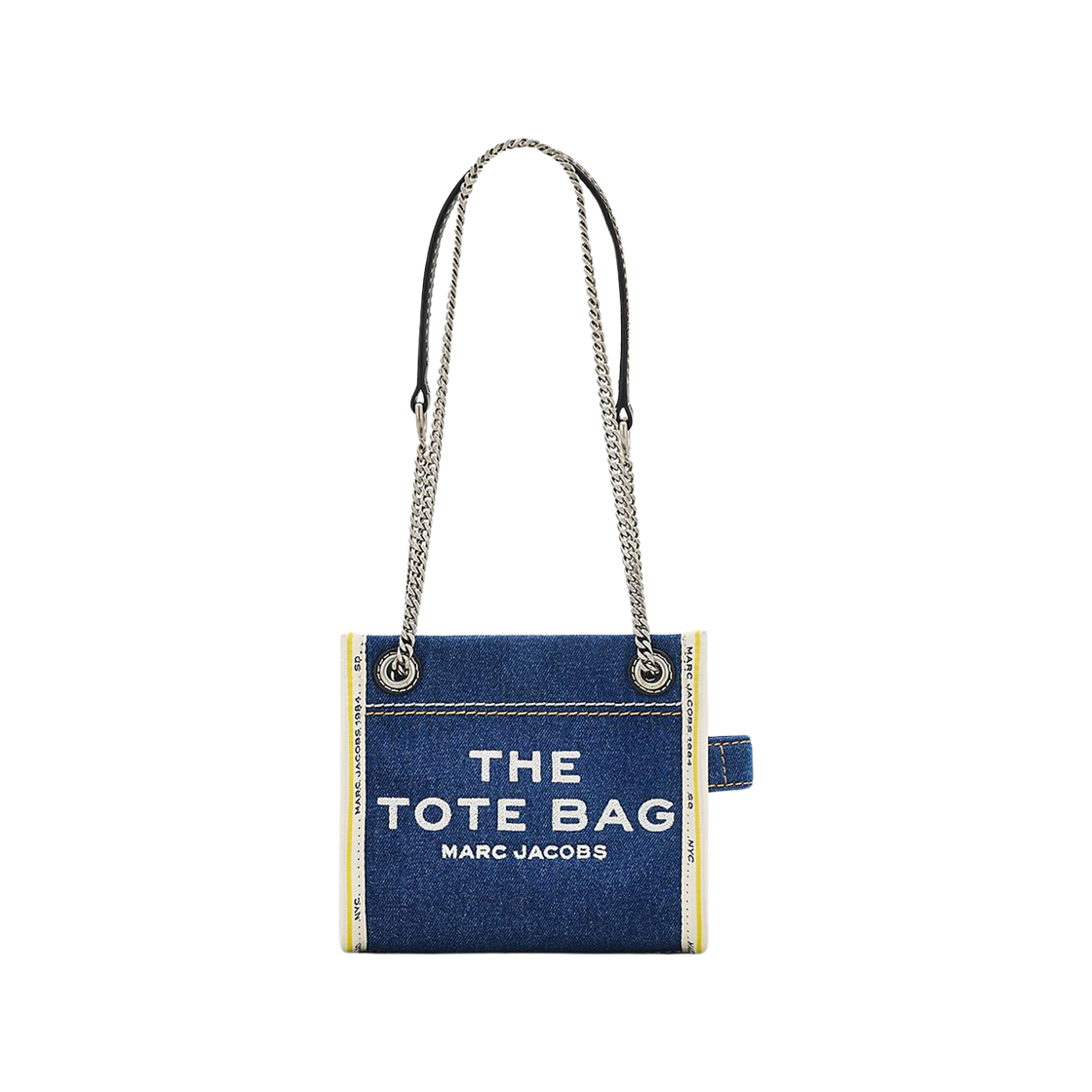 2F4HCR016H05-473 Marc Jacobs The Denim Chain Crossbody Tote Bag Dark Wash