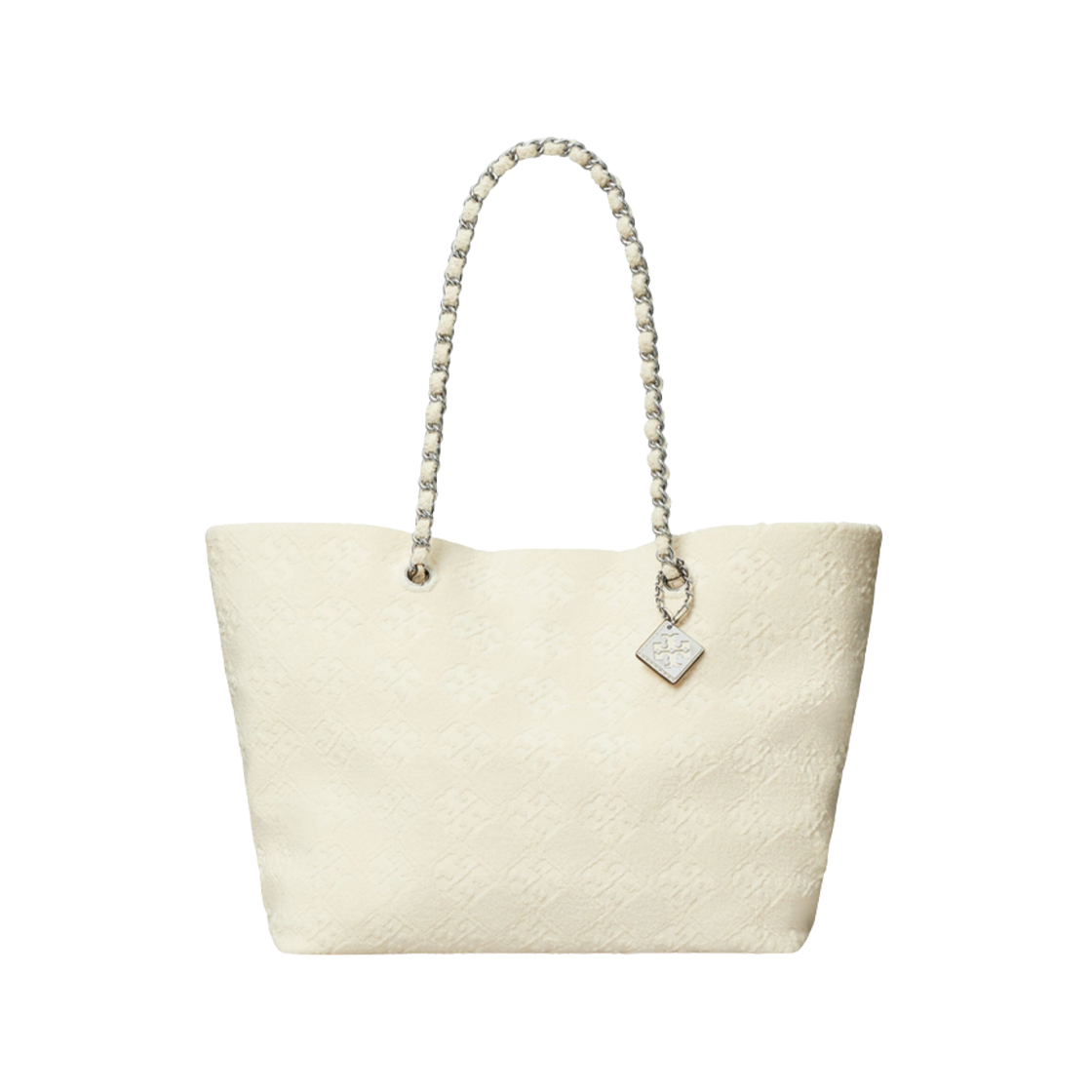169385-100 (W) Tory Burch Ella Terry Chain Tote Bag Pearl