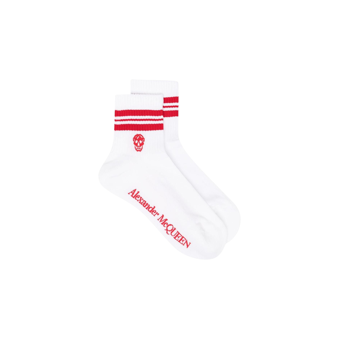알렉산더 맥퀸 스트레치 코튼 삭스 화이트 레드(Alexander McQueen Stretch Cotton Socks White Red)