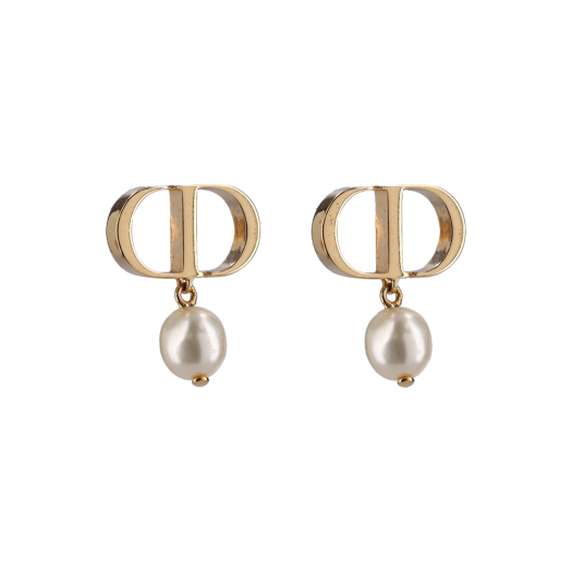 ITND8OG446TV Dior Petit CD Earrings Gold White Pearl