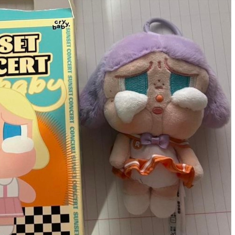 Pop Mart Crybaby Sunset Concert Series Keyring Sealed Case (6 Blind Boxes), Pop Mart Crybaby Sunset Concert Series Plush Pendant Bright Orange (Opened Case) 착용 스타일 - 2