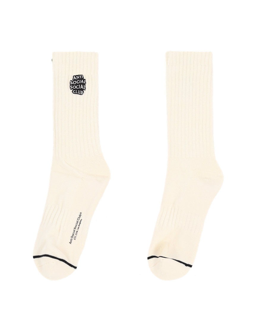 TI25C2502371 Anti Social Social Club Embroidery Logo Socks Ivory