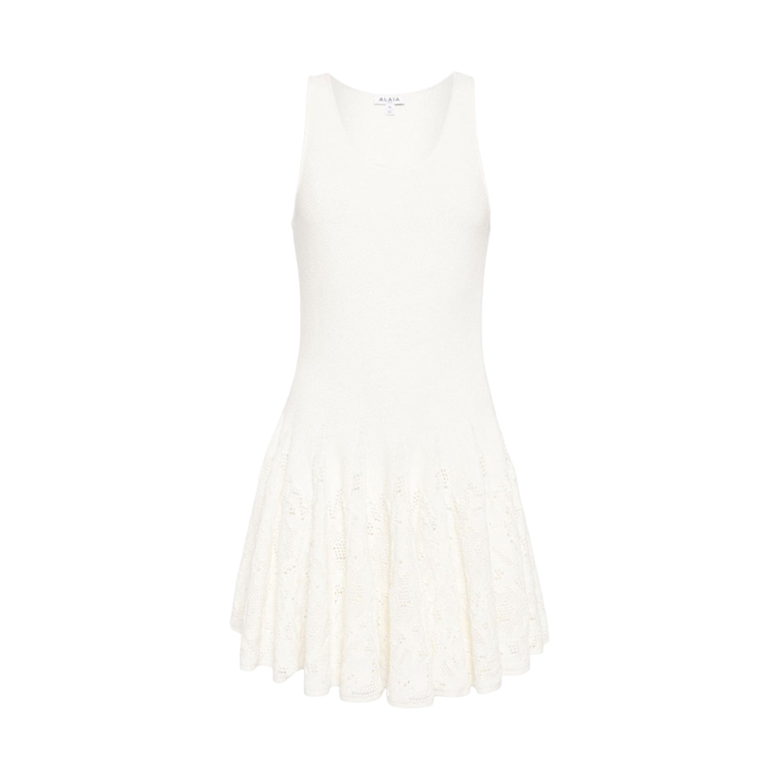 AA9R24786M889-000 (W) Alaia Cotton Lace Skater Dress White