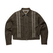 Kapital 12 oz. Yagasuri Jacquard Denim Chimayo Drizzler Jacket Khaki