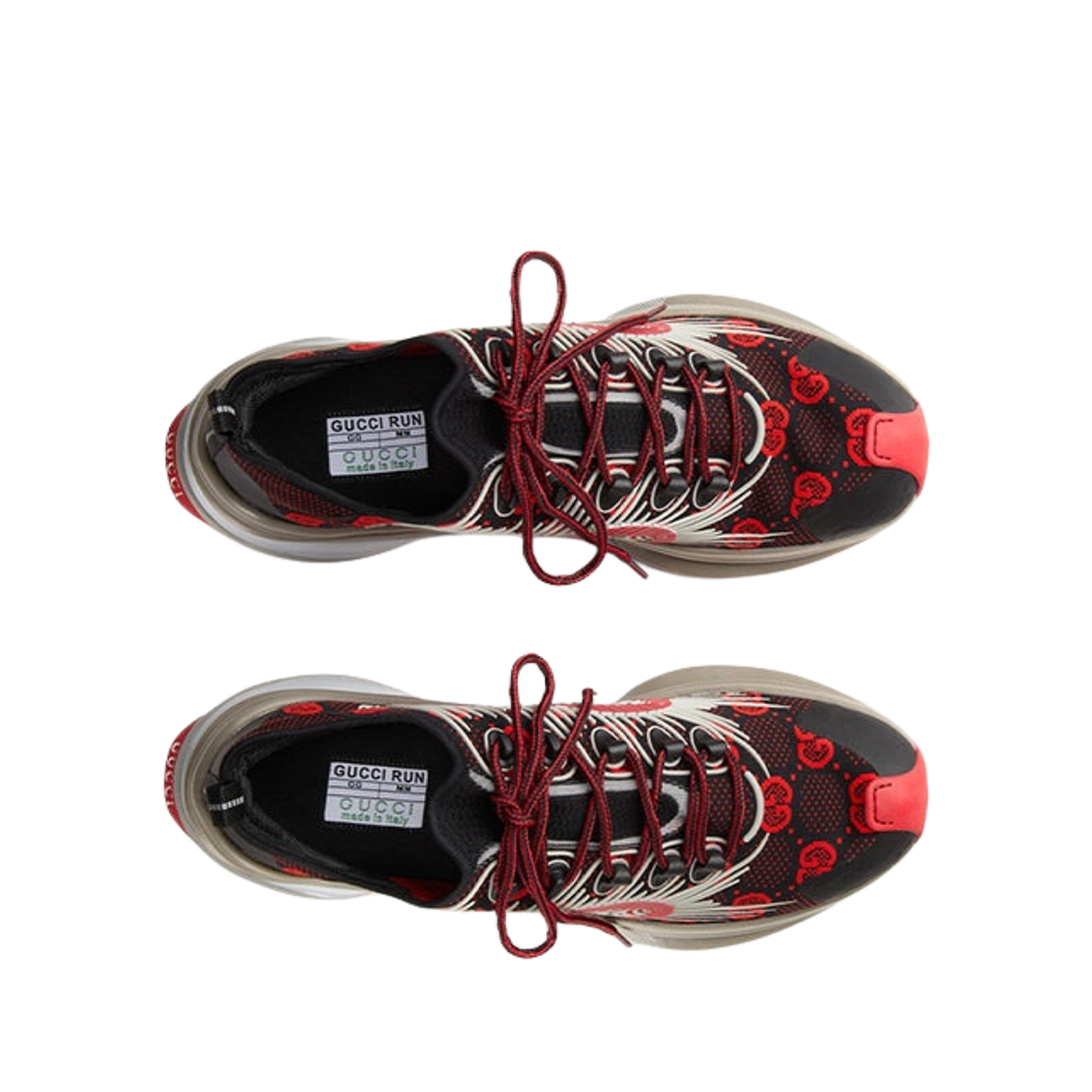 구찌 니트 런 스니커즈 블랙 레드(Gucci Knit Run Sneakers Black Red) - 2