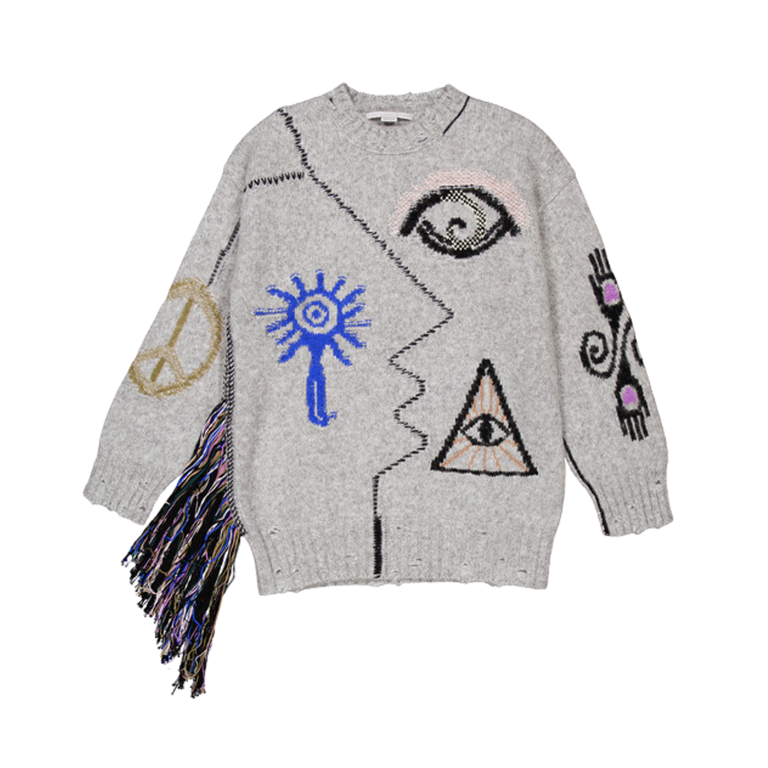 6K05673S24388490 (W) Stella McCartney Folk Artwork Wool Blend Sweater Grey
