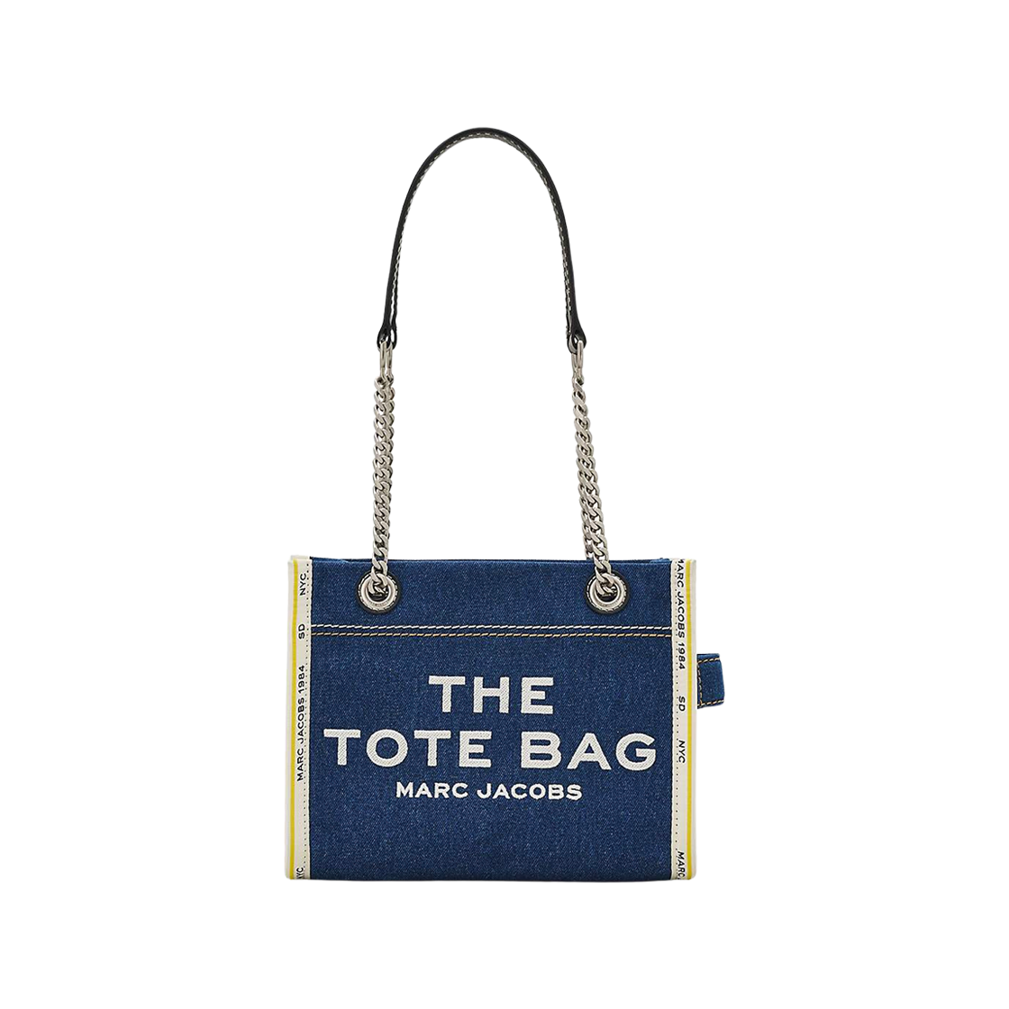 2F4HTT029H05-473 Marc Jacobs The Denim Chain Small Tote Bag Dark Wash