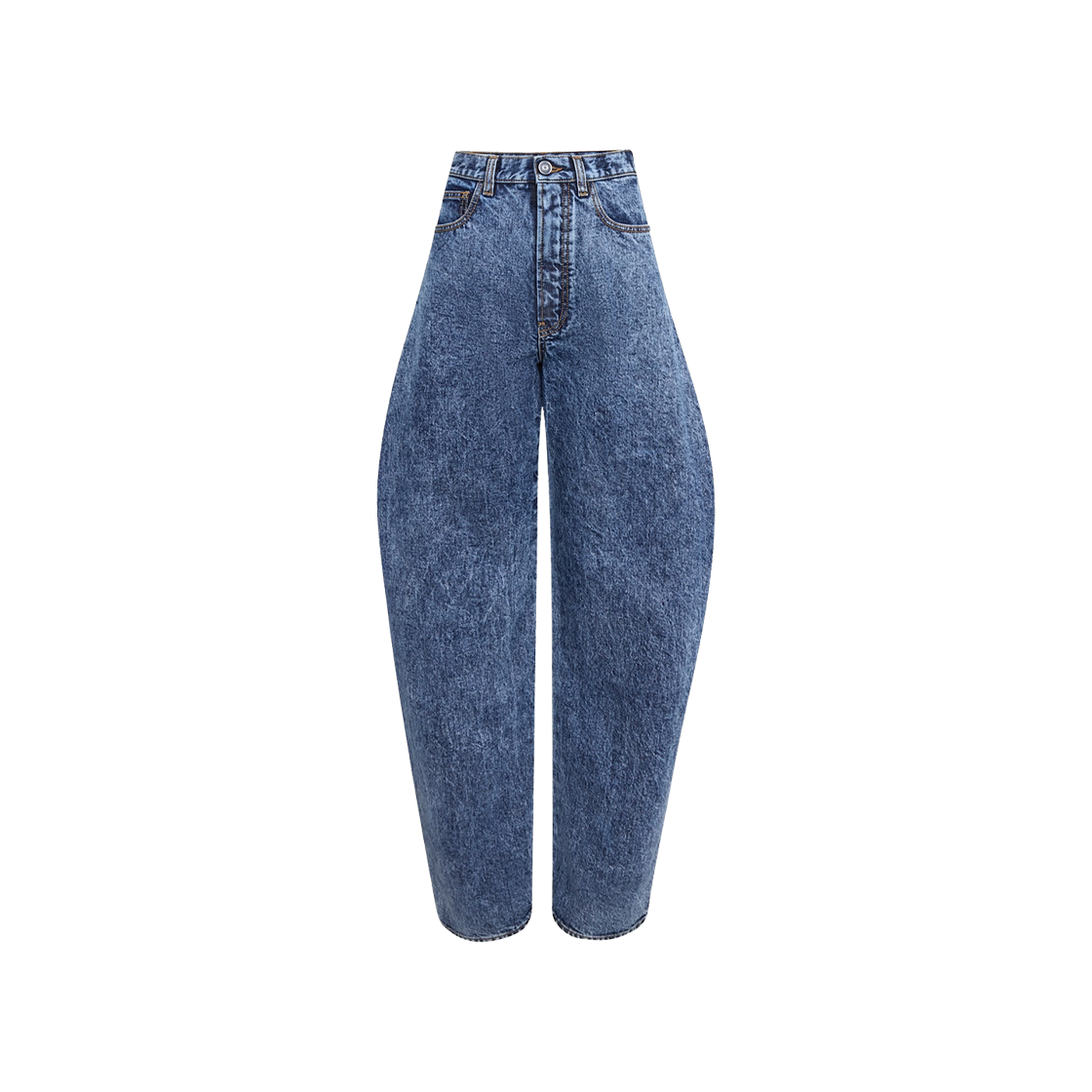 (W) 알라이아 하이 웨이스트 라운드 진 라이트 블루((W) Alaia High Waist Round Jeans Light Blue)