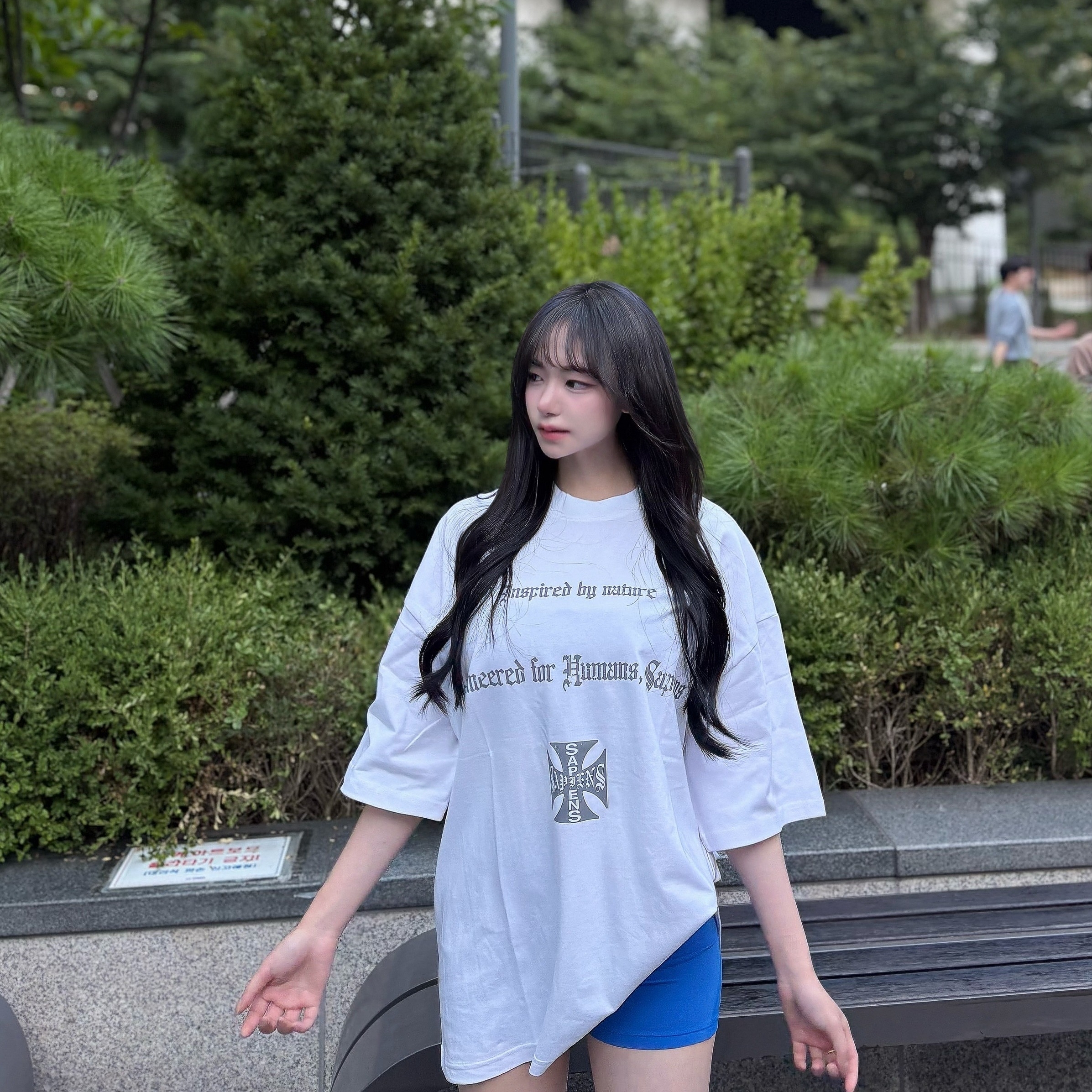 Sapiens Engineered Over Fit Short Sleeves White 착용 스타일 - 3