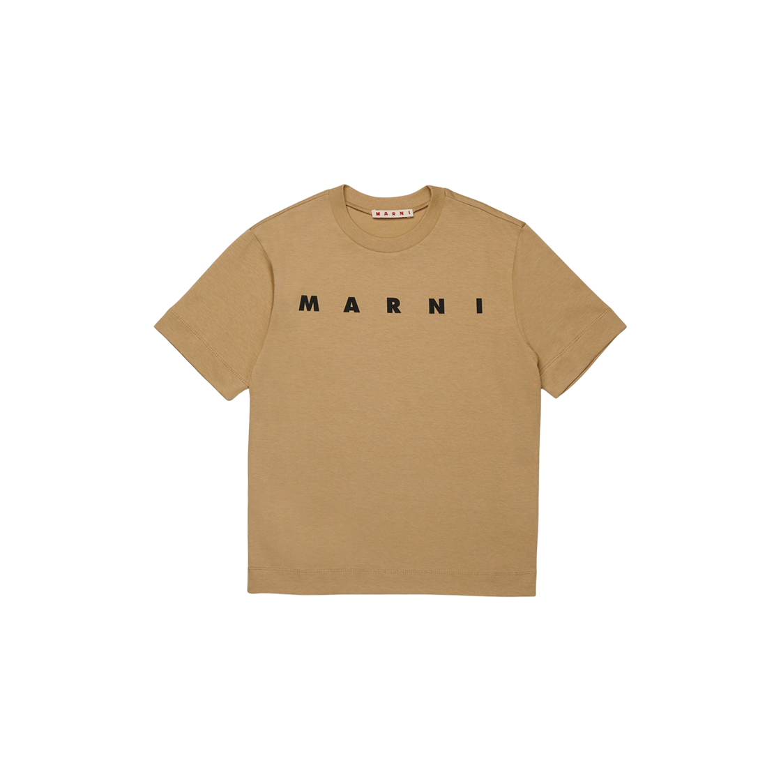 (키즈) 마르니 로고 저지 티셔츠 탄((Kids) Marni Jersey T-Shirt with Logo Tan)