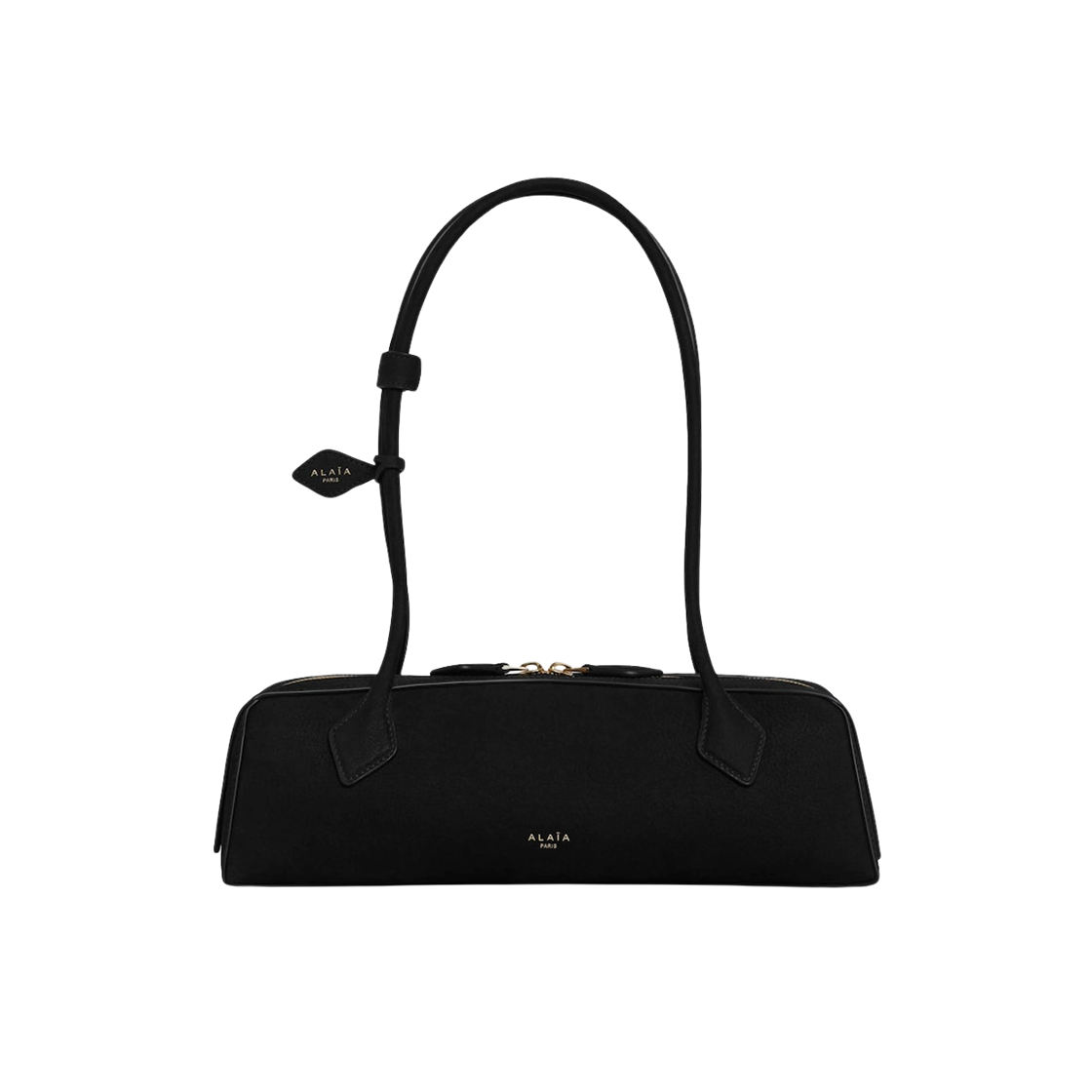 AA1S06033CA214-956 Alaia Le Teckel Medium Leather Shoulder Bag Black Gold