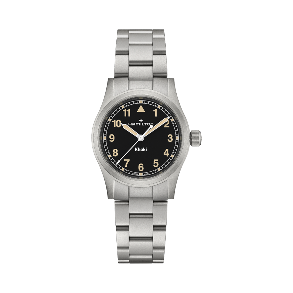 해밀턴 카키 필드 쿼츠 33mm 스테인리스 스틸 블랙(Hamilton Khaki Field Quartz 33mm Stainless Steel Black)