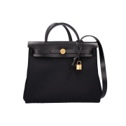 [A등급] Hermes Vintage Herbag Zip 31 Bag Canvas Noir Gold U Engraving