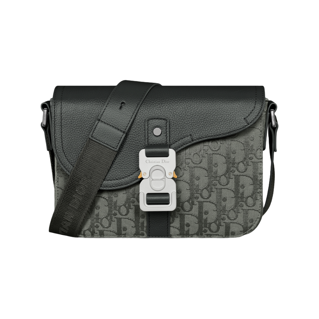 디올 스몰 새들 메신저 백 플랩 디올 오블리크 캔버스 앤 그레인드 카프스킨 앤트러사이트 그레이(Dior Small Saddle Messenger Bag with Flap Dior Oblique Canvas And Grained Calfskin Anthracite Gray) - 1